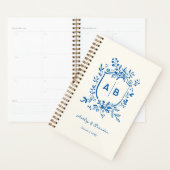 Blason de mariage monogramme fantaisiste bleu fran (Devant avec enveloppe)