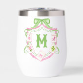 Blason de monogramme de mahjong à arc rose et vert (Avant)