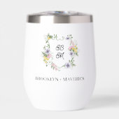 Blason de monogramme floral formel de mariage (Avant)