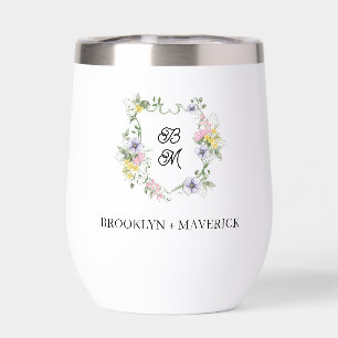 Blason de monogramme floral formel de mariage