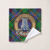 Blason du clan Malcolm sur tartan (Gant de toilette)