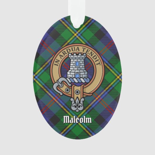 Blason du clan Malcolm sur tartan (devant)