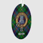 Blason du clan Malcolm sur tartan (devant)