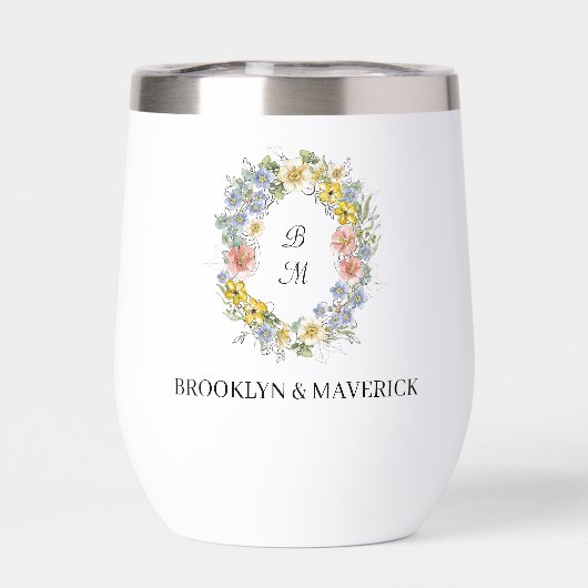Blason Floral Formel Monogramme de Mariage (Arrière)