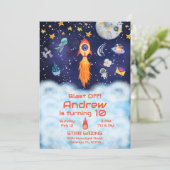 Blast of Invitation, Space Birthday Invitation Kaart (Staand voorkant)