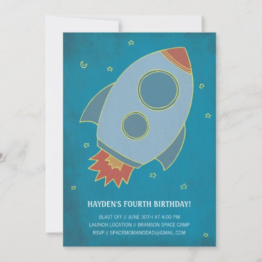 Blast Off Anniversaire ! Invitation d'anniversaire (Devant)