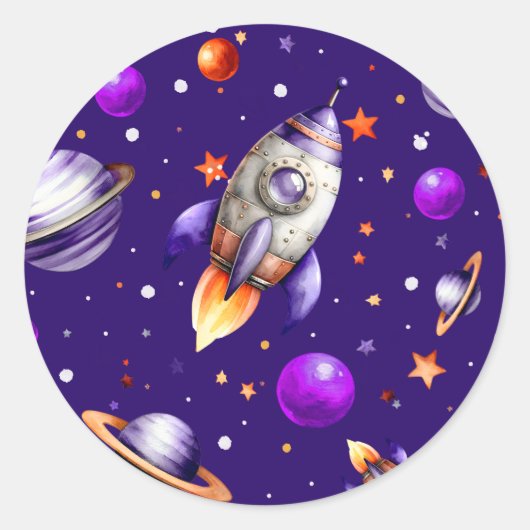 Blast-Off Birthday Party Stickers (Voorkant)