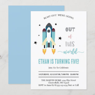 Blast Off! Buitenruimte Verjaardag van een Andere  Kaart