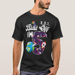 Blast off Ik ben 5 jaar oud verjaardag Outer Space T-shirt