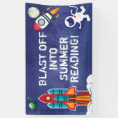 Blast off in de zomer lezen aangepaste bibliotheek spandoek (Verticaal)