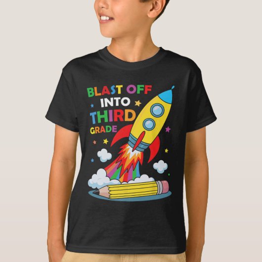 Blast Off Into Third Grade First Day Of School  T-shirt (Voorkant)