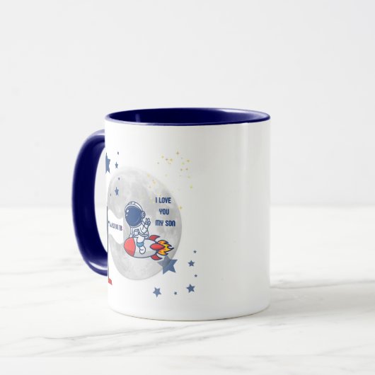 "Blast Off, Little Explorer - Rocket Mug for My So (Devant gauche)