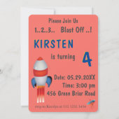Blast off Rocket Birthday Kaart (Achterkant)