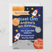Blast Off Rocket Space Birthday for Boys Kaart (Voorkant)