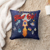 Blast-Off Rocketship Kinder Kamer Decor Sierkussen (Deken)
