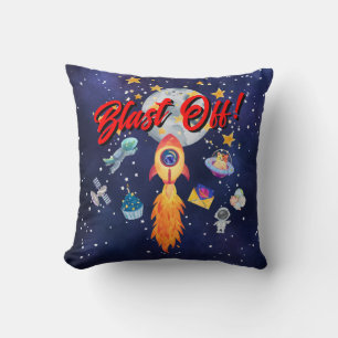 Blast-Off Rocketship Kinder Kamer Decor Sierkussen
