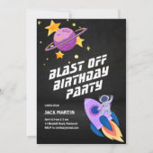 Blast Off Space Thème Anniversaire Invitation (Devant)