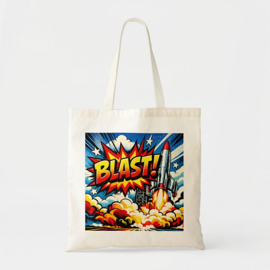 BLAST! Retro Pop Art Rocket Explosion Tote Bag (Voorkant)