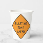 Blasting Zone Ahead Road Sign Papieren Bekers (Voorkant)