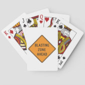 Blasting Zone Ahead Road Sign Pokerkaarten (Achterkant)