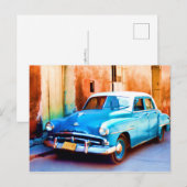 Blau oldtimer op Cuba Briefkaart (Voorkant / Achterkant)