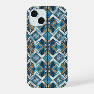 Blaue symetrisches Boho Muster 18583 b xl iPhone 15 Hoesje