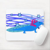 Blauer Axolotl mit Sternen Muismat (Met muis)