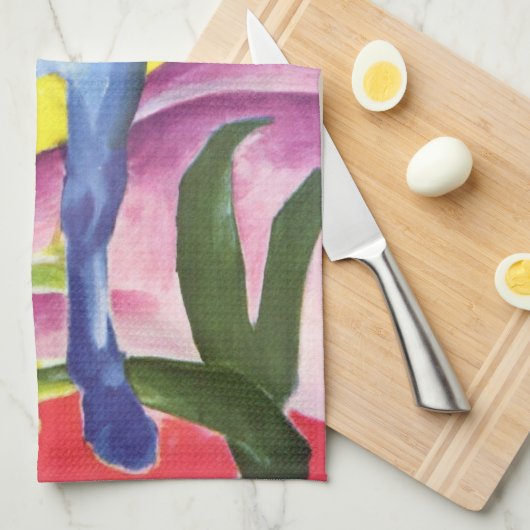 Blaues Pferd I van Franz Marc Kitchen Towel Theedoek (Quarter Fold)