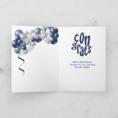 Blauw 10e Jubileum Gefeliciteerd Kaart (Binnen)