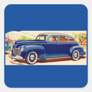 Blauw 1941 Plymouth Vierkante Sticker