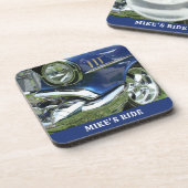 Blauw 1957 Chevy, naam of bericht, uw foto Bier Onderzetter (Linkerzijde)