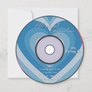 Blauw 2000s Aura Hearts Muziek CD Verjaardag Kaart