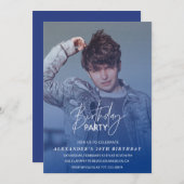 Blauw 20e verjaardag uitnodiging Verjaardagsfeest  (Voorkant / Achterkant)