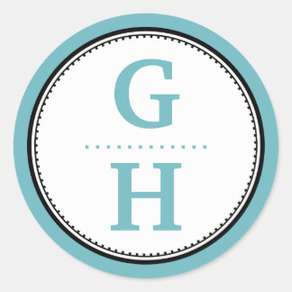 Blauw 2 initiaal letter monogram gift label zeehon