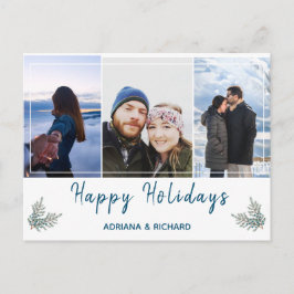 Blauw 3 foto Kerstvakantie Briefkaart