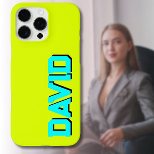 Blauw 3D Zwart Moderne naam Grappige Neon Chartr iPhone 16 Pro Max Hoesje
