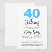 Blauw 40 en Fabulous | 40ste verpartij Kaart (Voorkant / Achterkant)