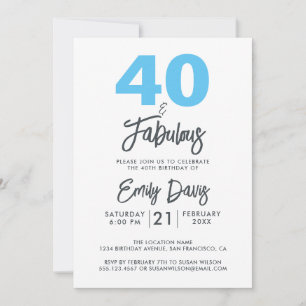 Blauw 40 en Fabulous 40ste verpartij Kaart