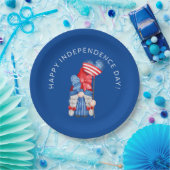 Blauw 4 juli Gnome Independence Day Pape Papieren Bordje (Feest)