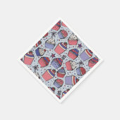 Blauw 4 juli Rood wit en blauw patriottische cupca Servet (Hoek)