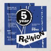 blauw 5 jaar Uitnodiging van de Klasse (Voorkant / Achterkant)