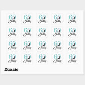 Blauw 60 en Sassy | Typografie 60e verjaardag Vierkante Sticker (Vel)