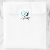 Blauw 60 en Sassy | Typografie 60e verjaardag Vierkante Sticker (Tas)