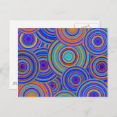 Blauw 60cirkels patroon briefkaart (Voorkant / Achterkant)