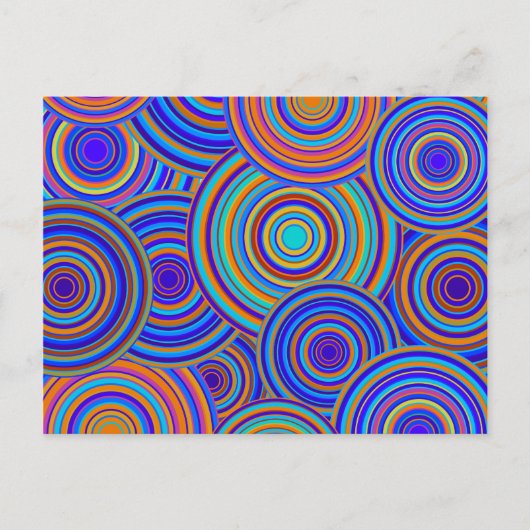 Blauw 60cirkels patroon briefkaart (Voorkant)