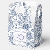 Blauw 70e Verjaardag Dank u Favor Box Bedankdoosjes (Geopend)