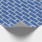 Blauw, 8-bits, gepixeleerd patroon voor bakstenen cadeaupapier (Hoek)
