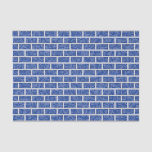 Blauw 8-bits, pixelated Graphics Style Bricks Patt Tissuepapier (Voorkant)