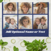 Blauw 9 Photo Square Collage - met script wit Theedoek (Gevouwen)