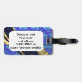 Blauw aangepast demaspatroon bagagelabel (Achterkant horizontaal)